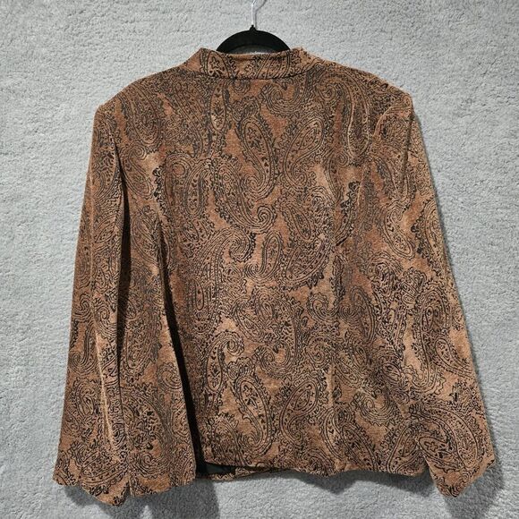 Susan Graver  Womens 2X Brown Black Paisley Floral Rayon‎ Blend Full Zip Jacket - Picture 6 of 9